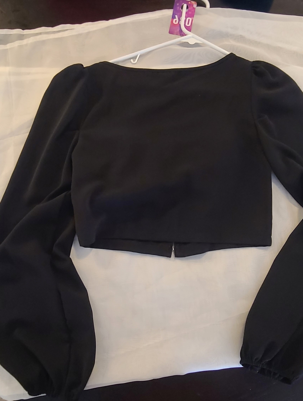 #36 Shein Black Peasant  Sweetheart Long Sleeve Black Top, Med - Picture 11 of 11